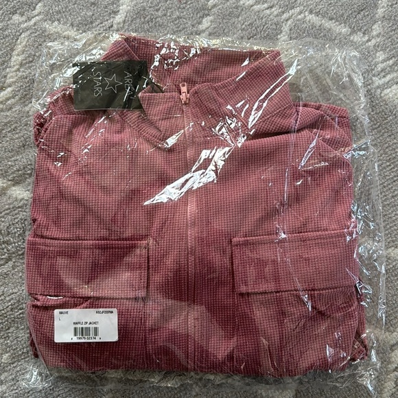 NWT Area Stars Mauve Cropped Long Sleeves Zip Up Moc Neck Jacket - Picture 2 of 5